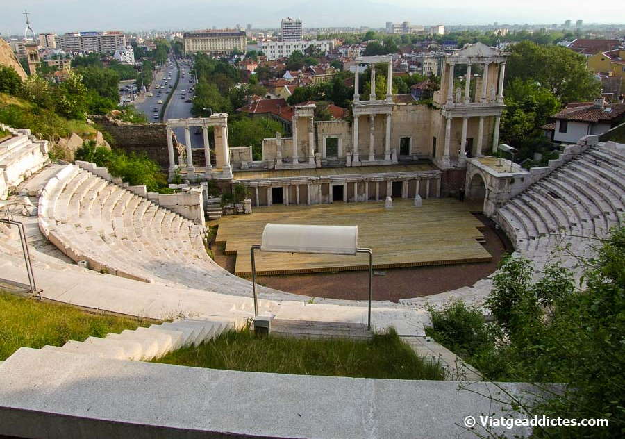Vista del Anfiteatro Romano de Plovdiv