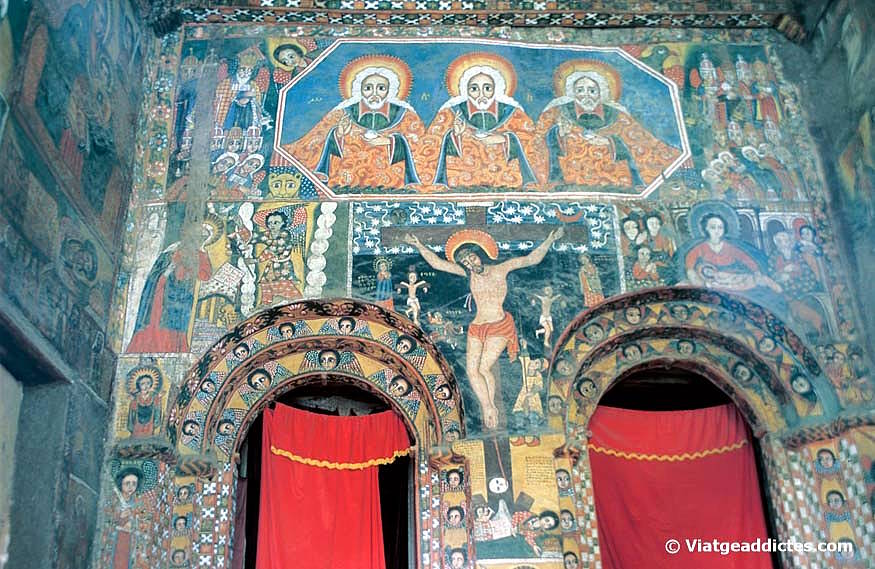 Pinturas murales en el interior de Debre Birhan Selassie