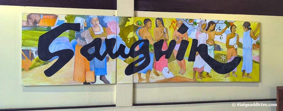 Mural en el Centre Cultural Paul Gauguin (Atuona, Hiva Oa, illes Marqueses)