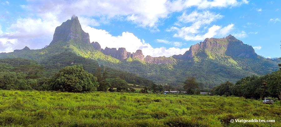 Vista de les muntanyes del centre de l'illa de camí cap al mirador d'Opunohu (Mo'orea, illes de la Societat)