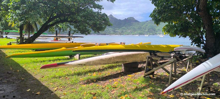 Piragües a la riba de la badia de Taioha'e (Taioha'e, Nuku Hiva, illes Marqueses)