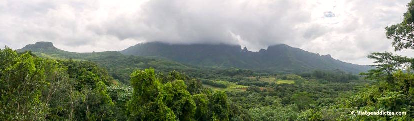 Vistes panoràmiques des d'un dels miradors de la «Promenade des Gabbros» (Fa'aroa, Ra'iātea, illes de la Societat)