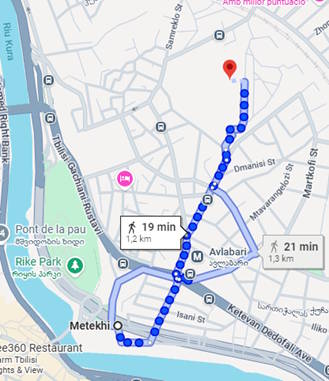 Recorregut a peu recomanat pel barri de Metekhi (Tbilisi, Geòrgia)