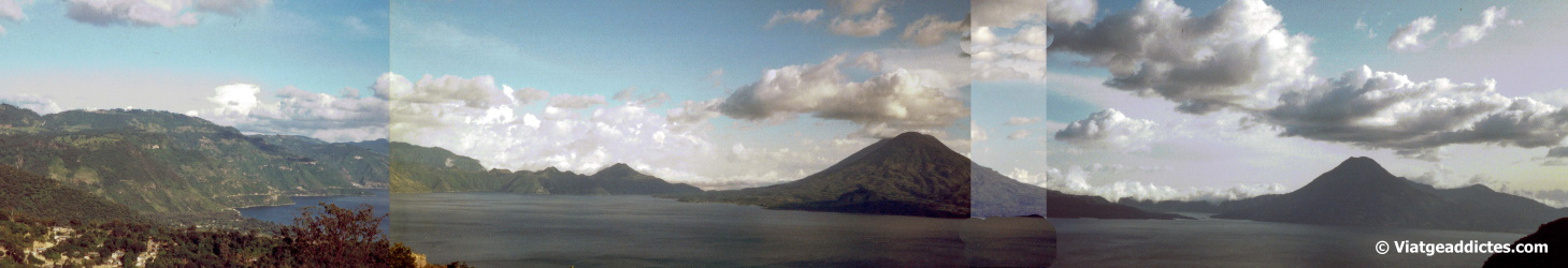 Vista panorámica compuesta del lago Atitlán (Guatemala)