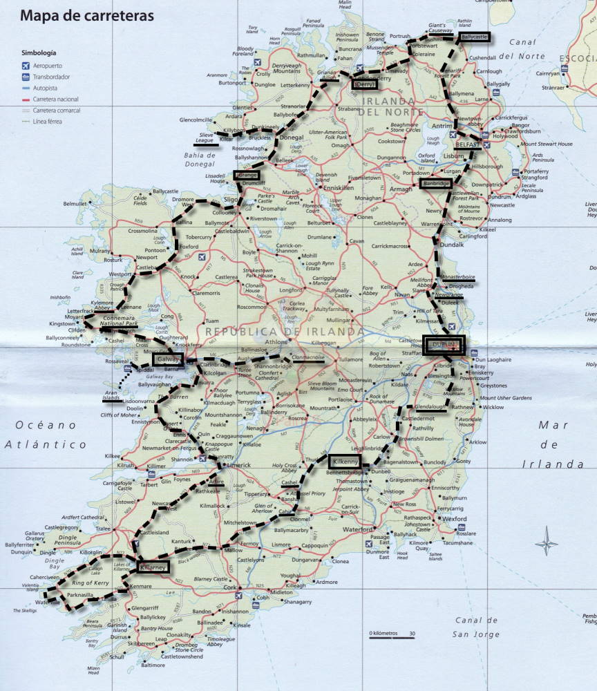 Itinerario por Irlanda e Irlanda del Norte