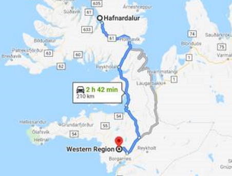 Ruta en cotxe des de Hafnardalur a la cabana de Glaðheimar