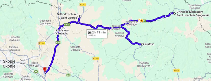 Ruta en cotxe des de Kratovo a Skopje