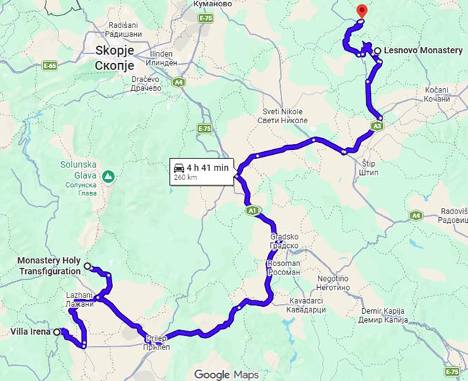 Ruta en cotxe des de Kruševo a Kratovo