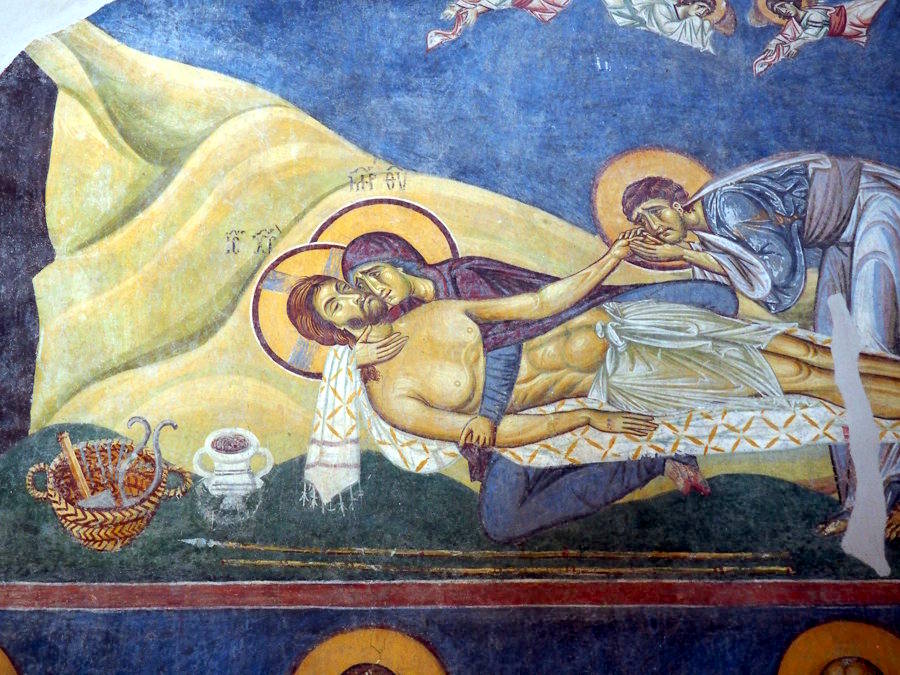 Detall d\uns frescos a l'església de Sant Pantaleó (voltants d'Skopje)