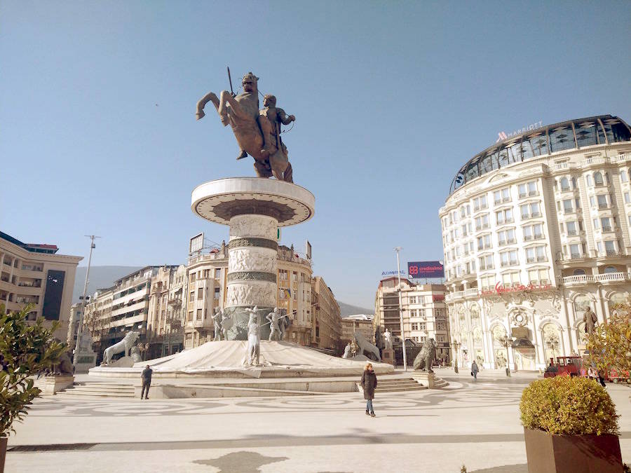 Vista de la Plaça Macedònia d'Skopje