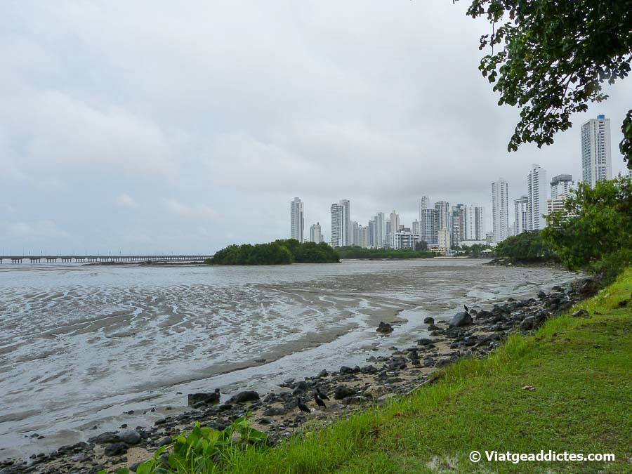 Efectos de la marea baja, vista desde el mirador<br />de la Calle de la Carrera (Panamá Viejo)