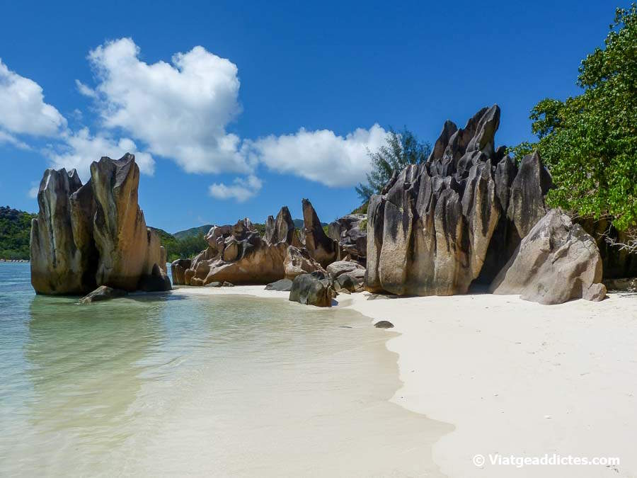 Roques en la platja d'Anse Papaie (illa de Curieuse)