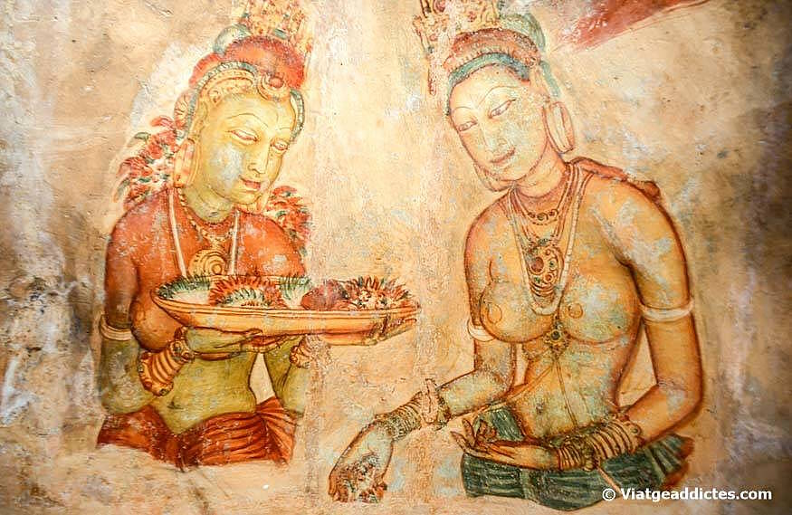 Imagen de los frescos de las doncellas de Sigiriya