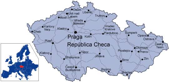 Mapa de la Rep. Txeca