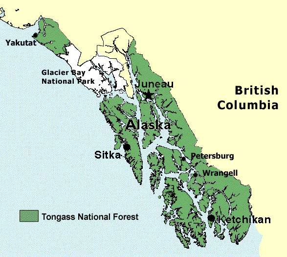 Mapa del Tongass National Forest