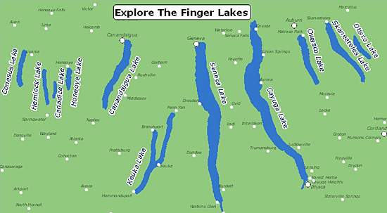 Mapa de la zona dels Finger Lakes