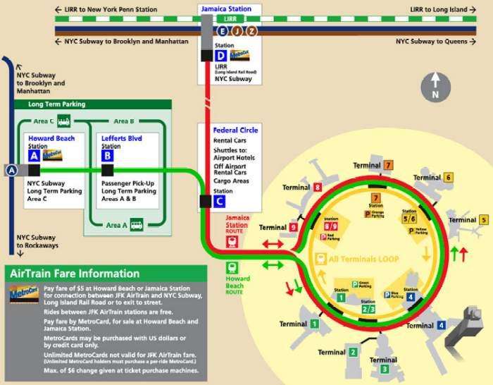 Mapa del aeropuerto JFK y donde tomar el AirTrain