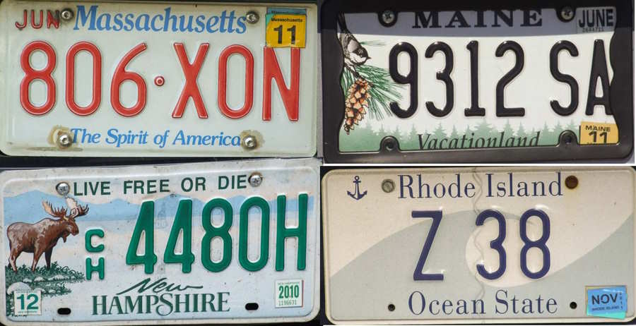 Matrículas de coche de Massachusetts, Rhode Island, Maine y New Hampshire
