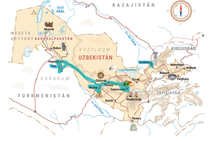 Mapa Uzbekistan