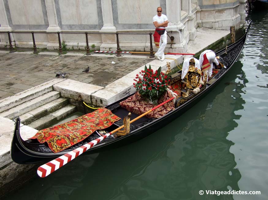 Venice (Italy). Waiting for the newly-weds in this aquatic limousine. Maybe it only needs the typical tied cans at the rear...
