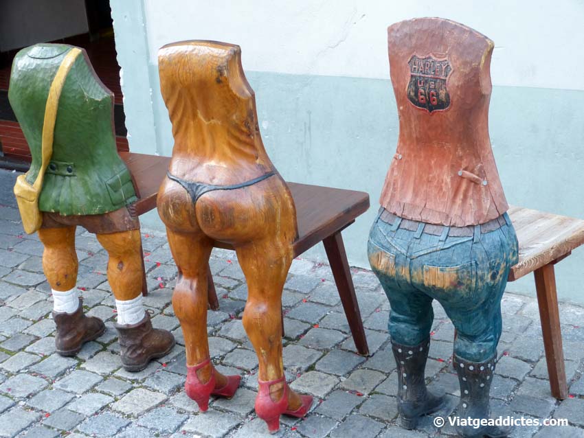 Cesky Krumlov (Czech Rep.). Perhaps they are not very comfortable, but these chairs are very original