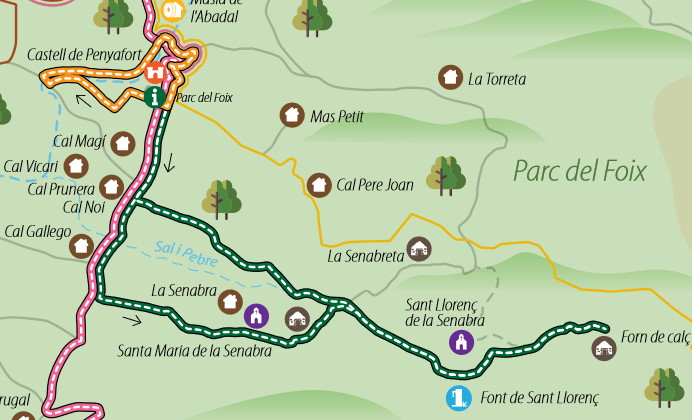 Ruta a la Sanabra i el fondo de Sant Llorenç des del Castell de Penyafort (© turismemonjos.cat) Ruta a la Sanabra i el fondo de Sant Llorenç des del Castell de Penyafort (© turismemonjos.cat)